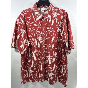 No Fear Men’s Vintage Shirt Hawaiian Bamboo Print Skater Cotton Surfer 90s Red L